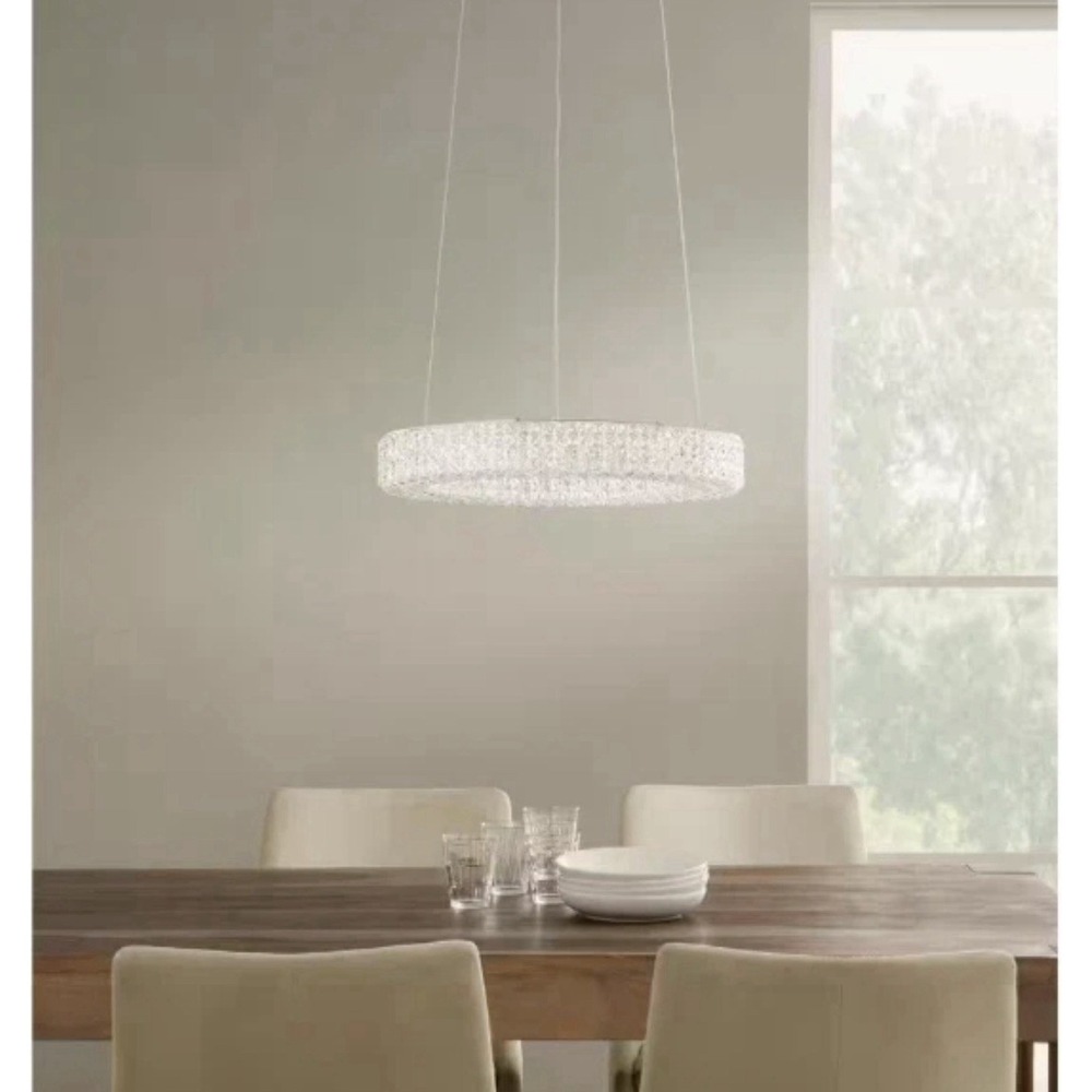 HDC Wesley Park 100W Integrated LED Chrome Pendant Clear Acrylic Ring Shade
